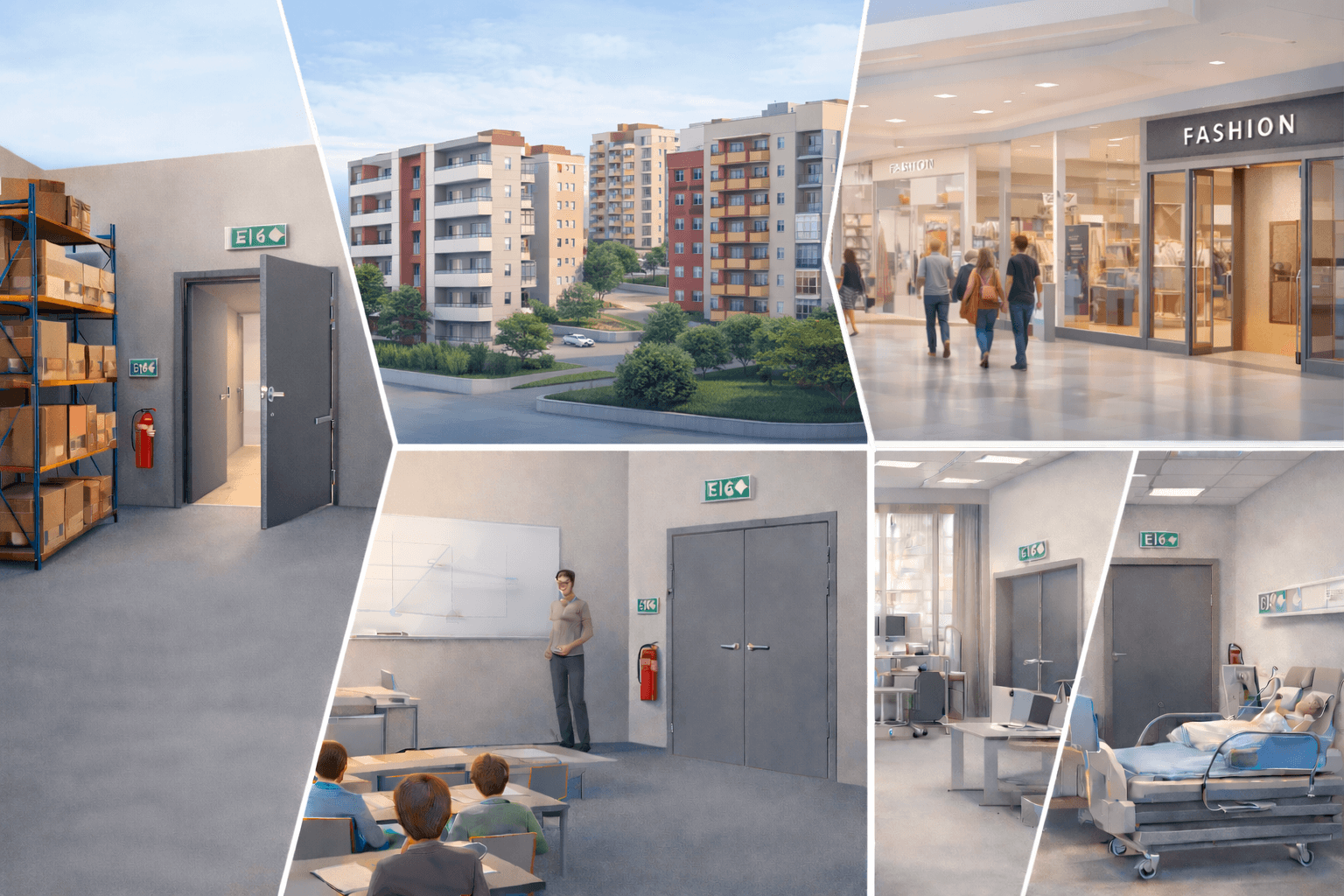 Места применения противопожарных дверей и окон